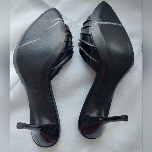 Yves Saint Laurent Black Heels with Gold Accent - Picture 7 of 9